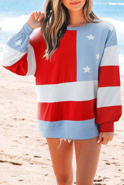 American Flag Vintage Oversized Pullover Sweatshirt