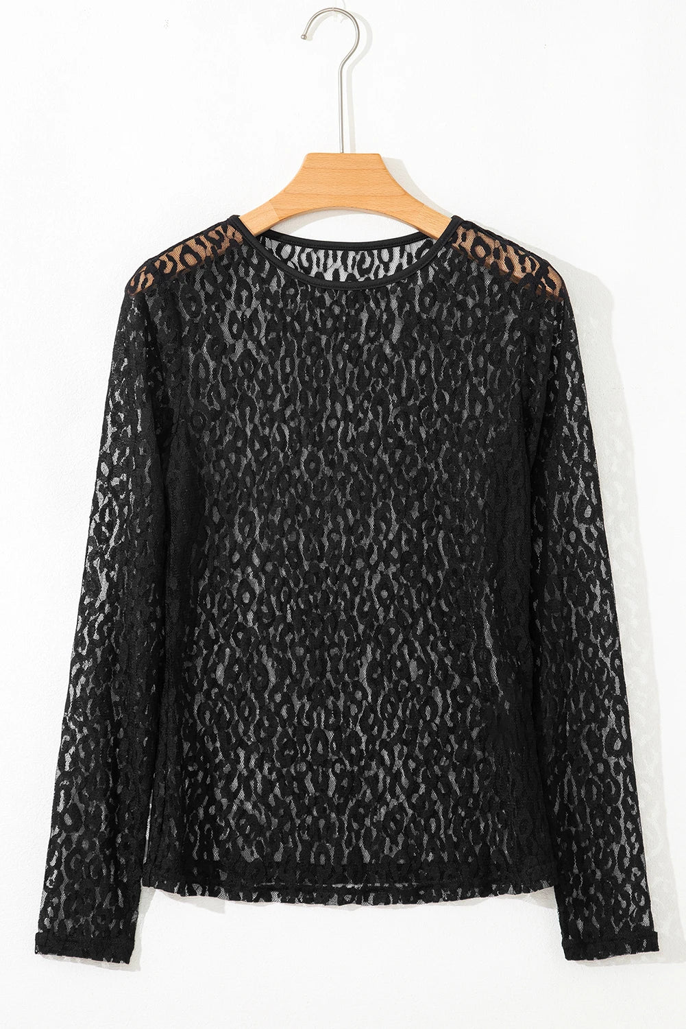 Pattern Sheer Mesh Long Sleeve Top
