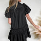 Shirt Style Button Down Puff Sleeve Ruffle Hem Dress