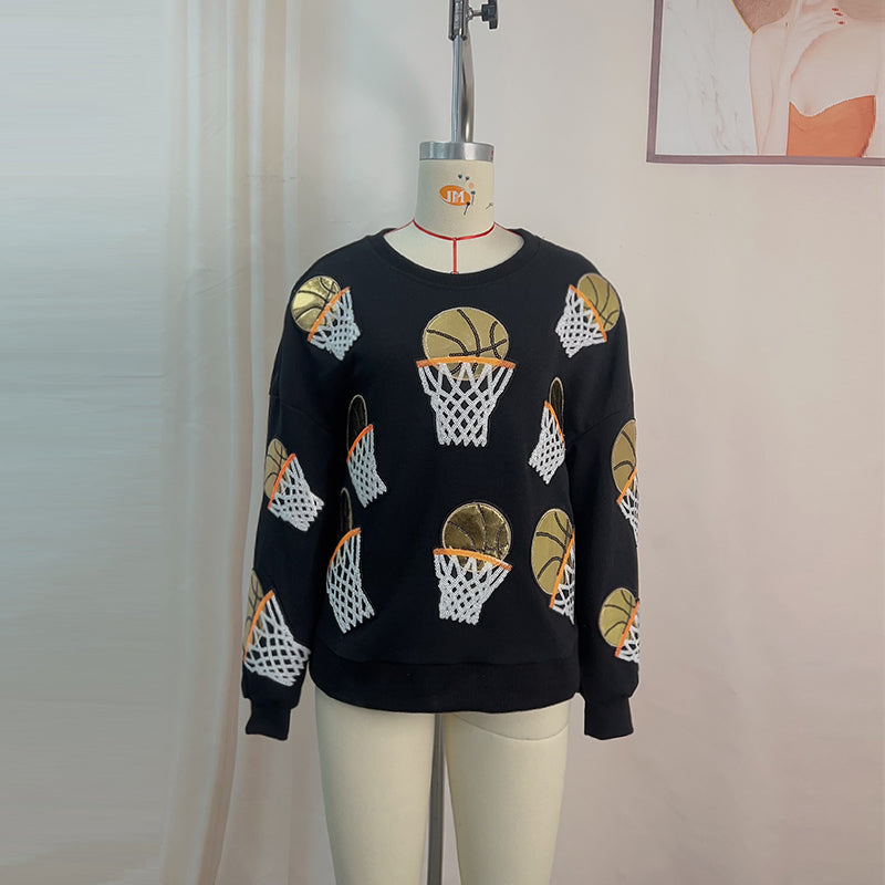 Basketball Embroidered Patch Sweatshirt