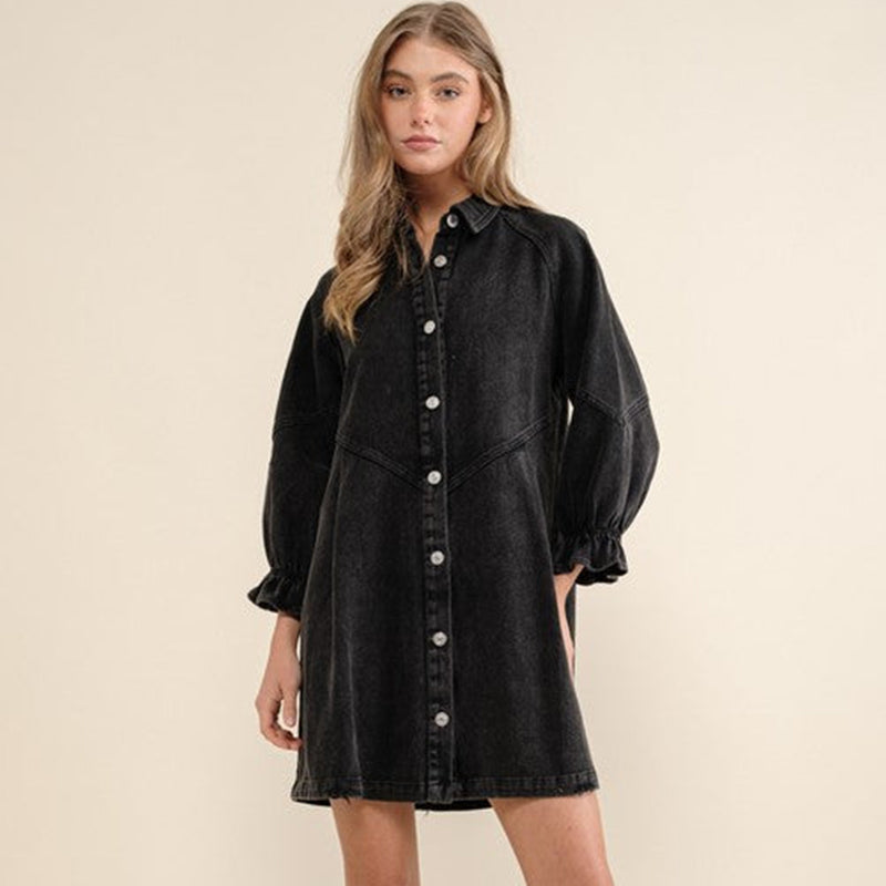 LET'S GO GIRLS DENIM SHIRT DRESS