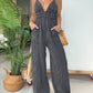 Adjustable Straps V-neck Jumpsuit