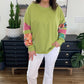 Plus Size Patchwork Sleeve Split Sweatshirt