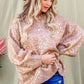 Glitter Leopard Print Puff Sleeve Sweater