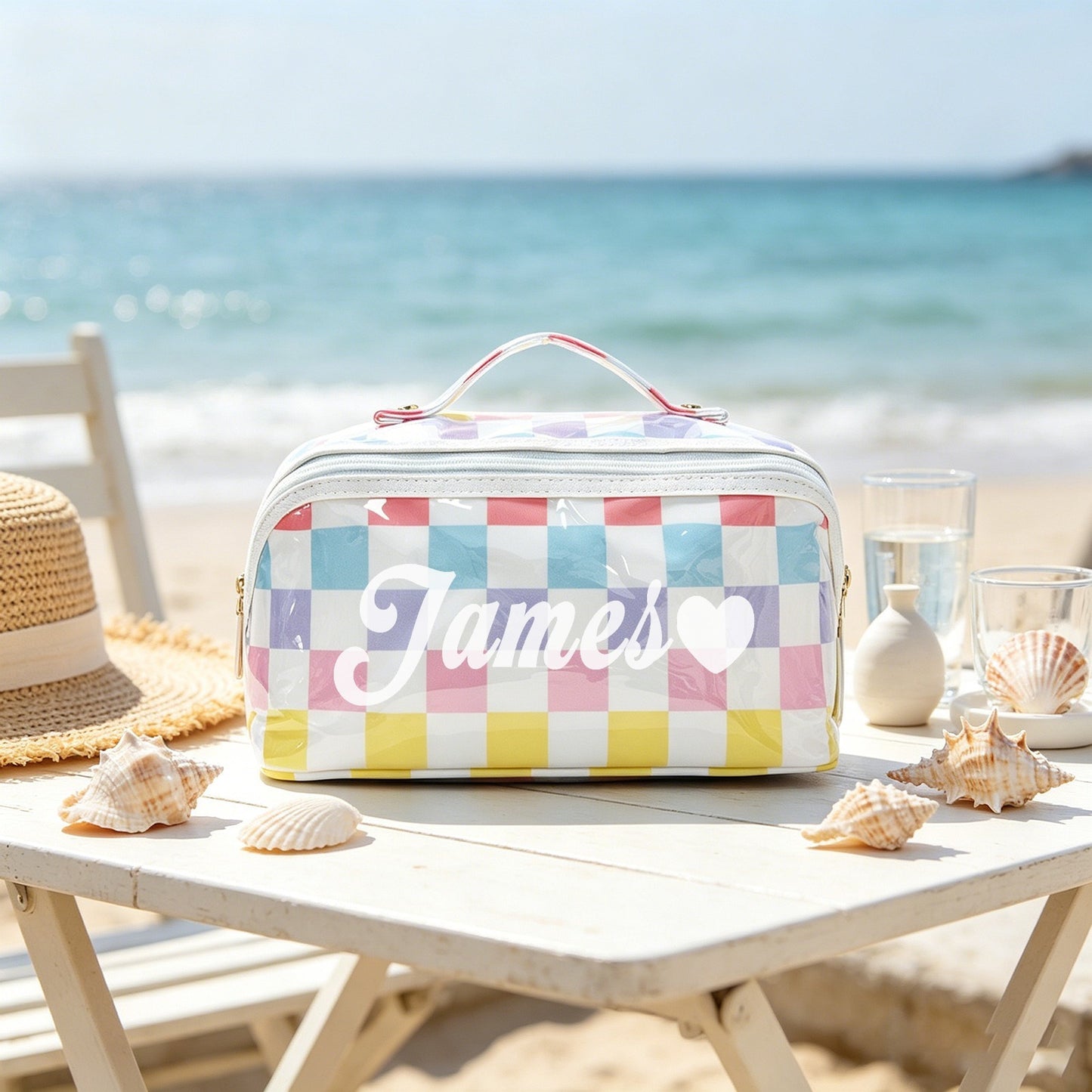 Custom Striped Transparent Coating Wash Bag