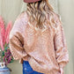 Glitter Leopard Print Puff Sleeve Sweater