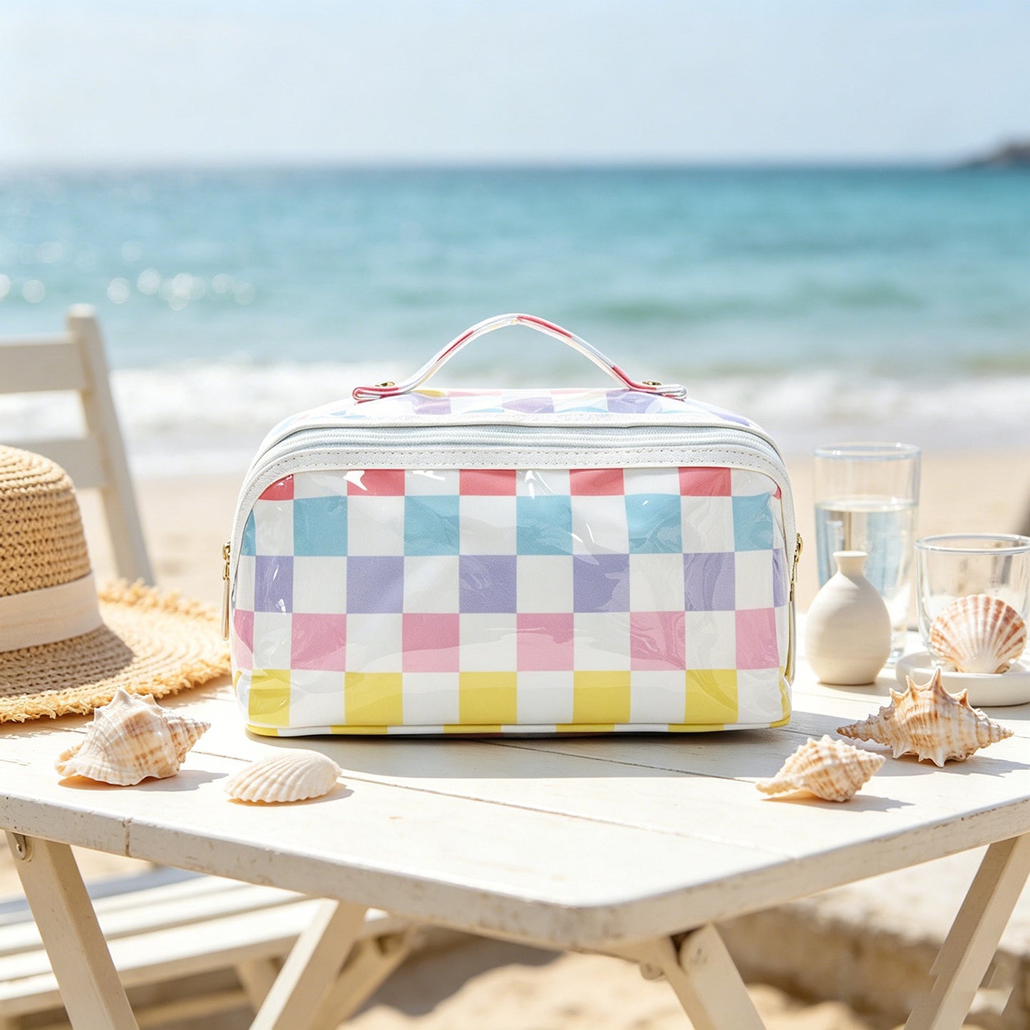 Custom Striped Transparent Coating Wash Bag