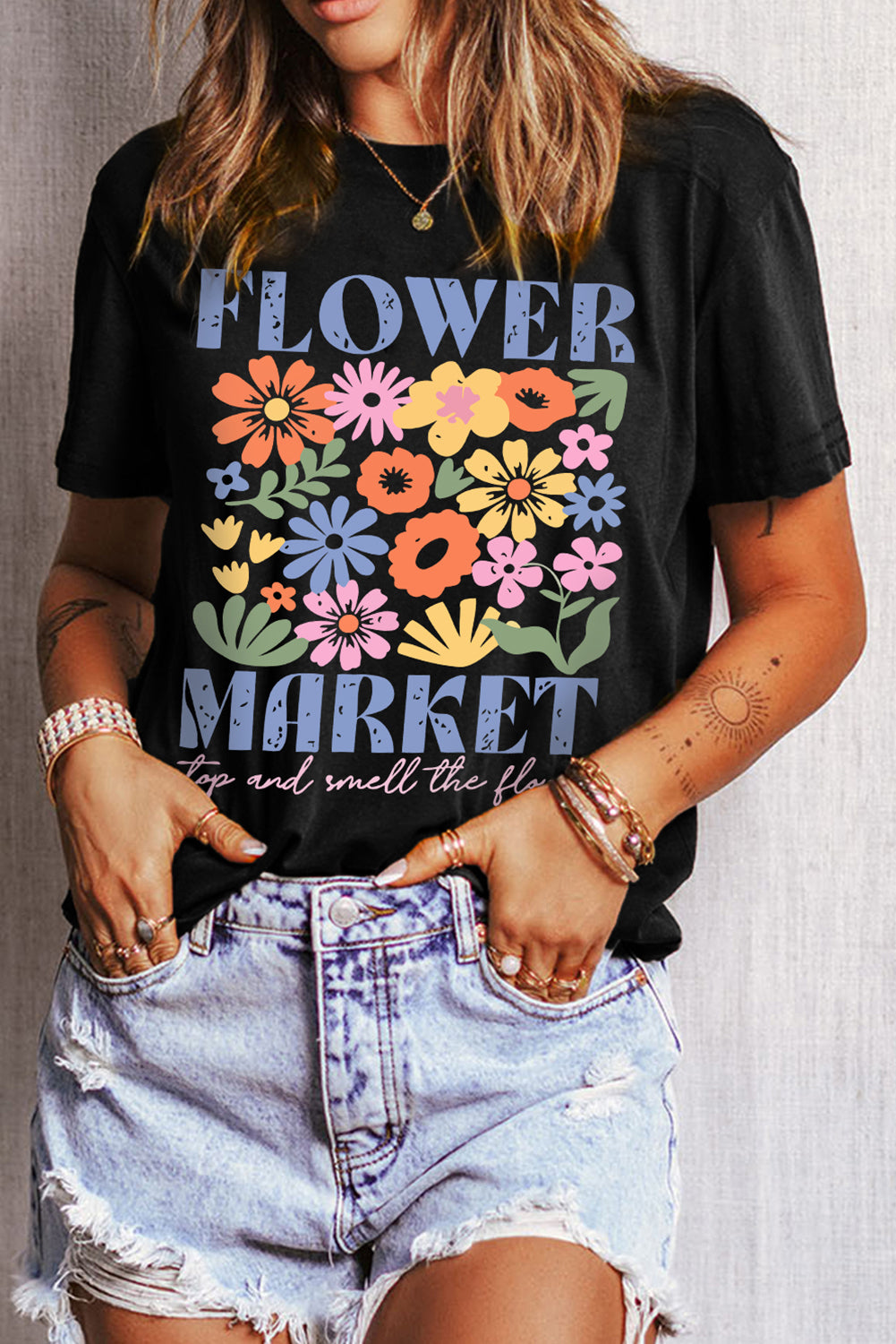 FLOWER MARKET Cotton Blend T Shirt