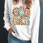 GOBBLE Checkered Letter Print Thanksgiving Turkey Graphic Sweatshirt
