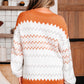 Zigzag Geometric Pattern Knitted Pullover Sweater