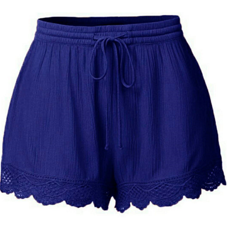 Solid Color Lace Up Shorts Casual Pants