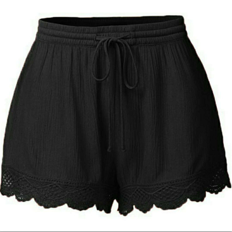 Solid Color Lace Up Shorts Casual Pants