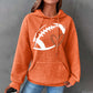 Football Print Hooded Waffle Sweatshirt