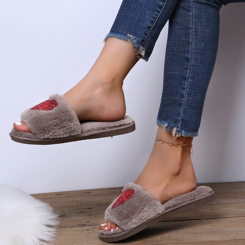 Heart Fluffy Slippers