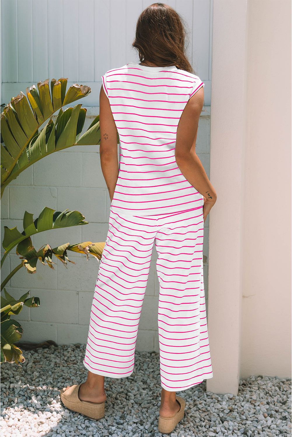 Casual Wide Leg 2pcs Pants Set