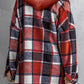 Hooded Plaid Button Front Shacket