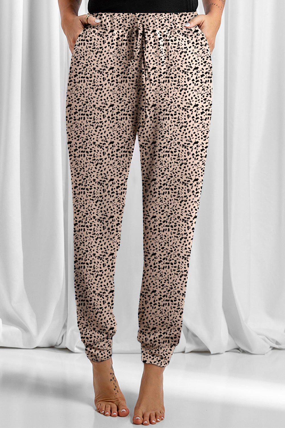 Leopard Elastic Waist Casual Joggers