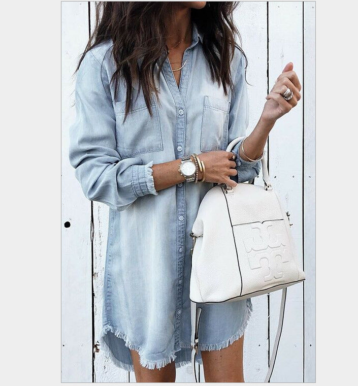 Oversized Denim Shirt Dress