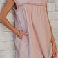 Frilled Trim Crew Neck Loose Fit Mini Dress