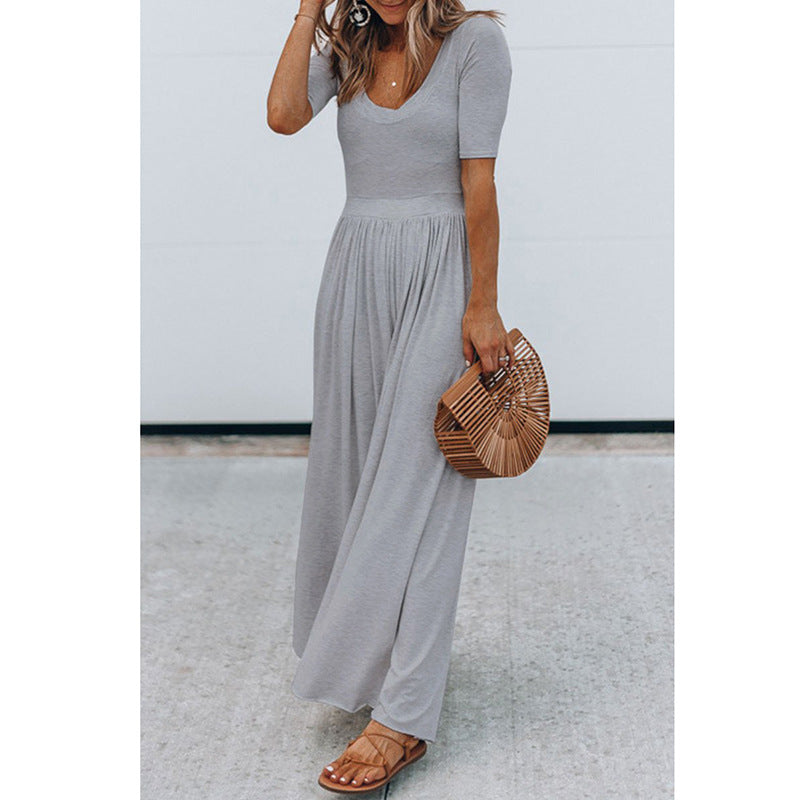 Scoop Neck Short Sleeve Jumpsuit