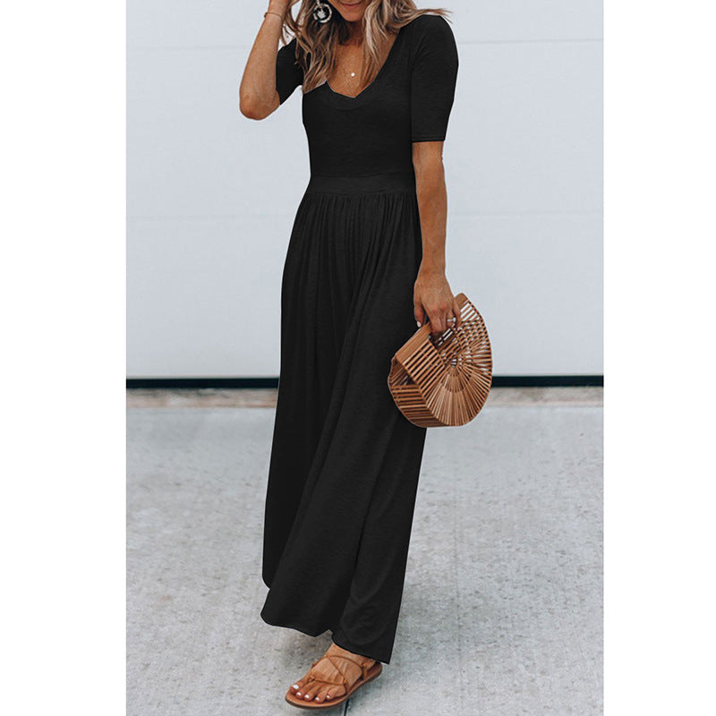 Scoop Neck Short Sleeve Jumpsuit