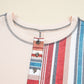 Striped Waffle Patchwork Exposed Seam Raw Edge Casual Knit Top