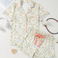 Floral Print Contrast Pipping Short Pajamas Set
