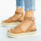 Women's Hemp Rope Platform Sandals-brown