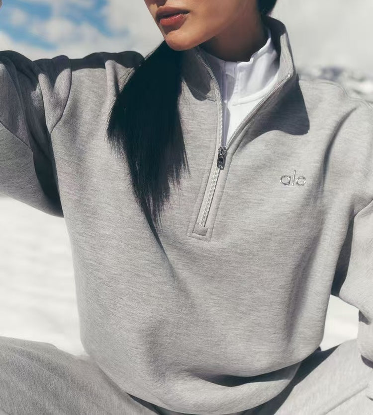 Women's Half-Zip Pullover & Shorts Lounge Set
