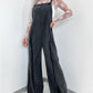 Light Wash Exposed Seam Wide Leg Denim Overall