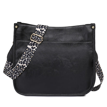 Zipper PU Leopard Messenger Bag - KOC