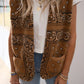 Print Pocketed Western Fashion Vest Jacket