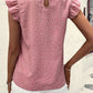 Polka Dots Ruffle Flutter Sleeve Frilled Neck Blouse