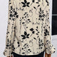 Botanical Floral Print Split Neck Long Sleeve Blouse