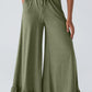 Ruffled Wide Leg Pull On High Waist Pants with Pockets
