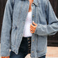 Scallop Trim Collar Patched Pocket Button Up Denim Jacket
