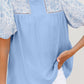 Lace Insert Floral Puff Sleeve Patchwork Loose Blouse