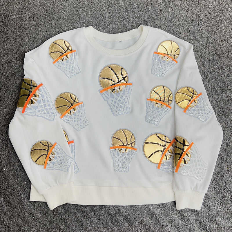 Basketball Embroidered Patch Sweatshirt