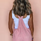 Solid Color Knot Straps Denim Romper with Pockets