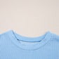 Corded Knit Color Block Pocketed Crew Neck T Shirt