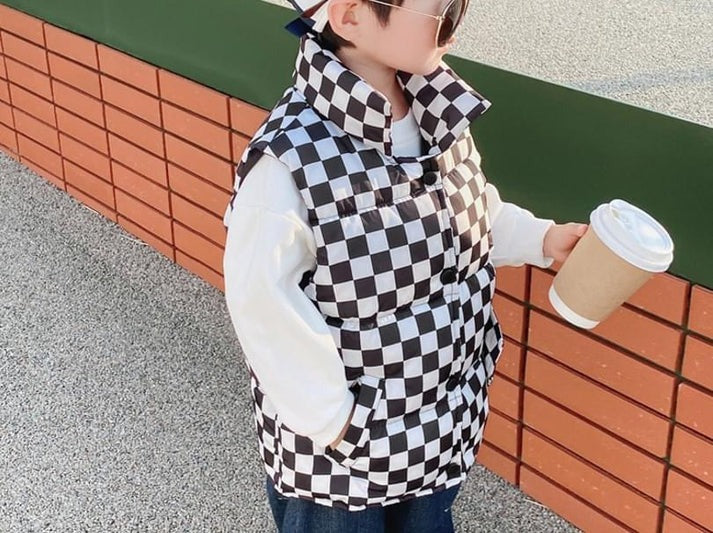 Kids checkered puff vest