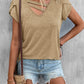 Petal Sleeve solid color V-neck top