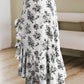 Boho Floral High Waist Ruffle Split Maxi Skirt