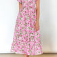 Dainty Floral Smocked Puff Sleeve Flowy Long Dress
