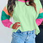 Colorblock Patchwork Long Sleeve Top