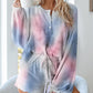 Tie-dye Printed Long-sleeved Top + Shorts Set