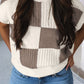 Checkered Short Sleeve Sweater