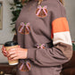 Block Patchwork Sequin Bow Pumpkin Graphic Sweatshirt