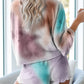 Tie-dye Printed Long-sleeved Top + Shorts Set