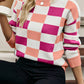 Checkered Ribbed Edge Sweater